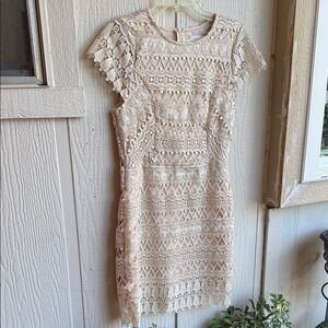 Just Me Elegant Lace Dress in Cream